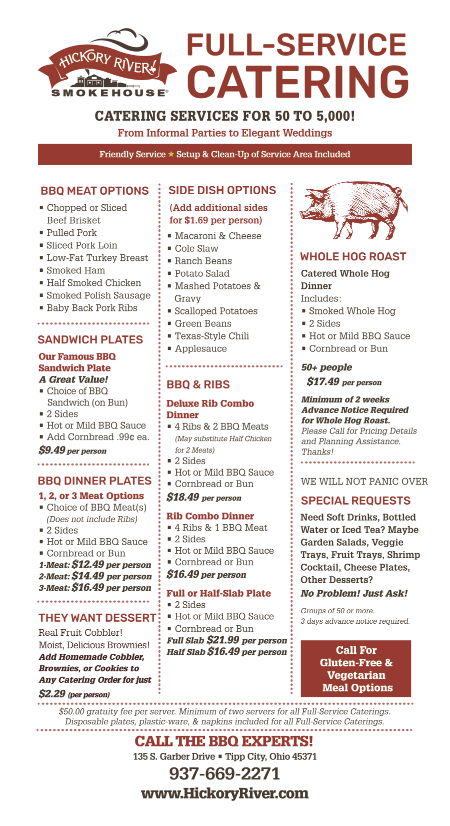 Full-Service Catering Menu In Tipp City, Ohio • Hickory River Smokehouse